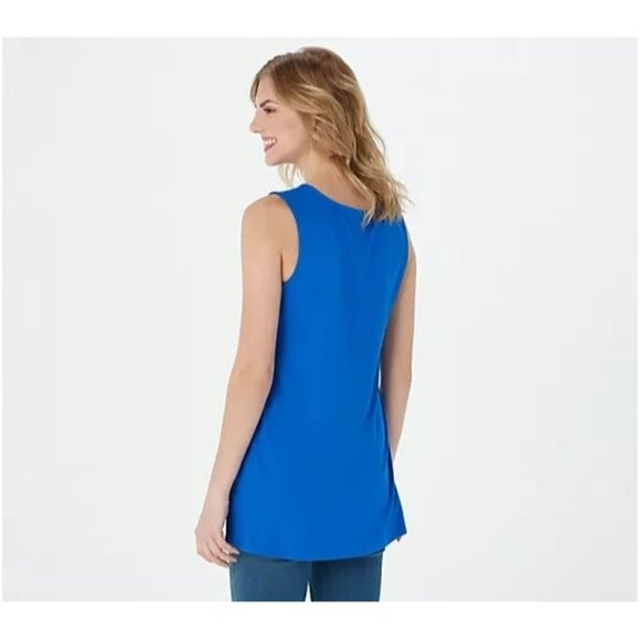 Elizabeth & Clarke V-Neck Knit Tank Top with StainTech Royal Blue Medium A378039 - Picture 1 of 1
